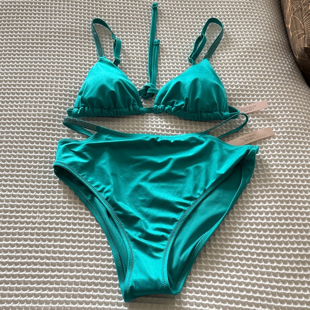 Victoria's Secret Teal Bikini with Ruched Details